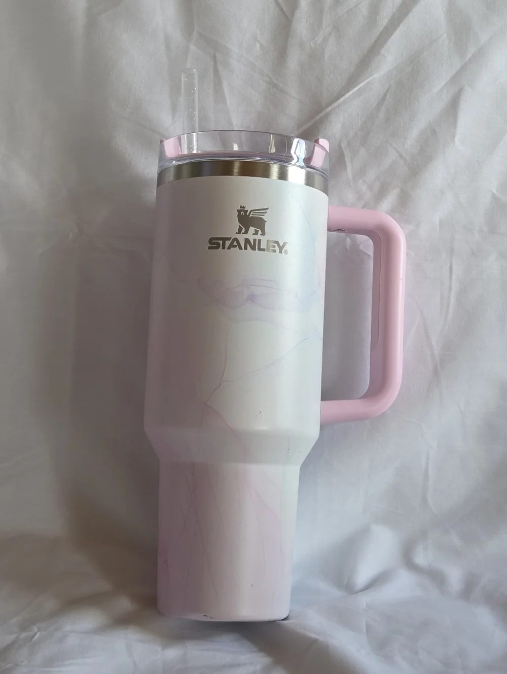 Stanley 40oz. Pink Marble Insulated Travel Mug with Handle and Straw - Picture 1 of 16